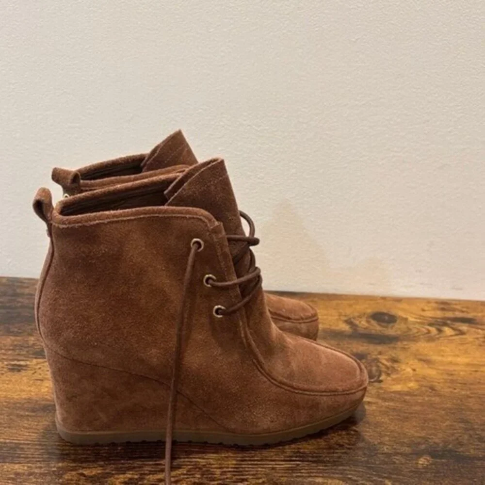 Michael Kors Brown Suede Wedge Ankle Boots 7.5